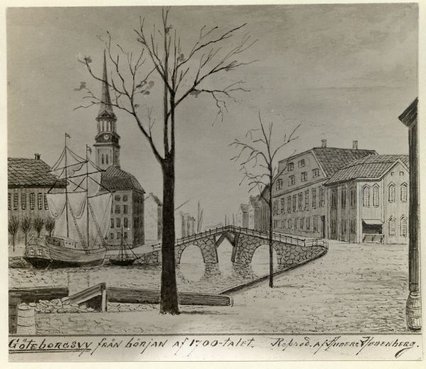 Göteborgsvy från början af 1700-talet. Foto Göteborgs stadsmuseum