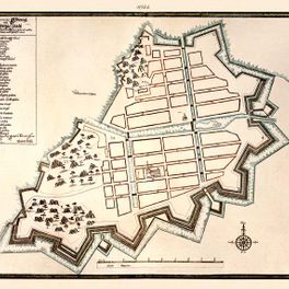 Karta över Göteborg, inom vallgraven, från 1644